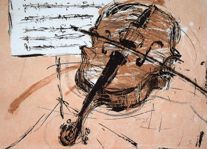 渡会純价「ヴァイオリン(B)」銅版画 拡大画像2