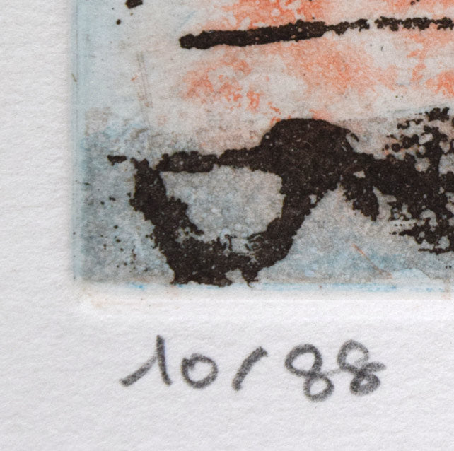 渡会純价「運河風景」銅版画 限定番号(ed,10/88)