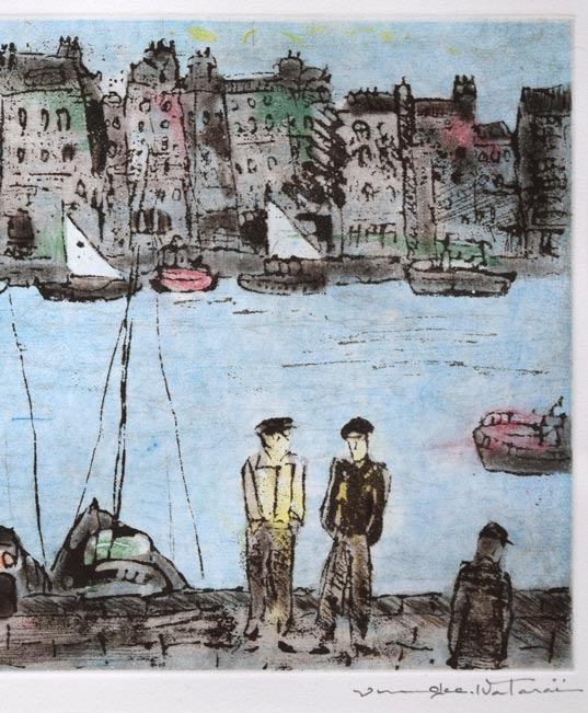 渡会純价「運河風景」銅版画 拡大画像2