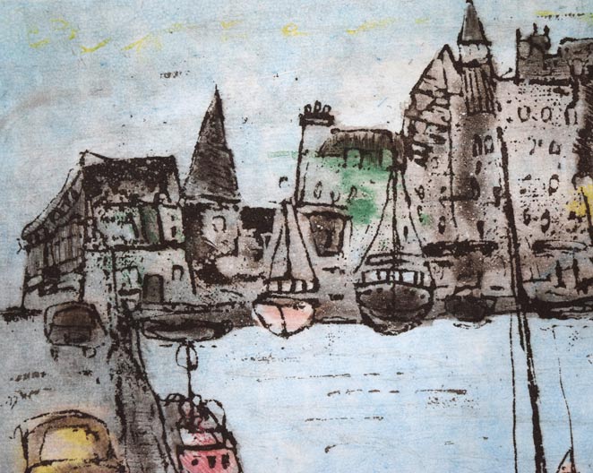 渡会純价「運河風景」銅版画 拡大画像3