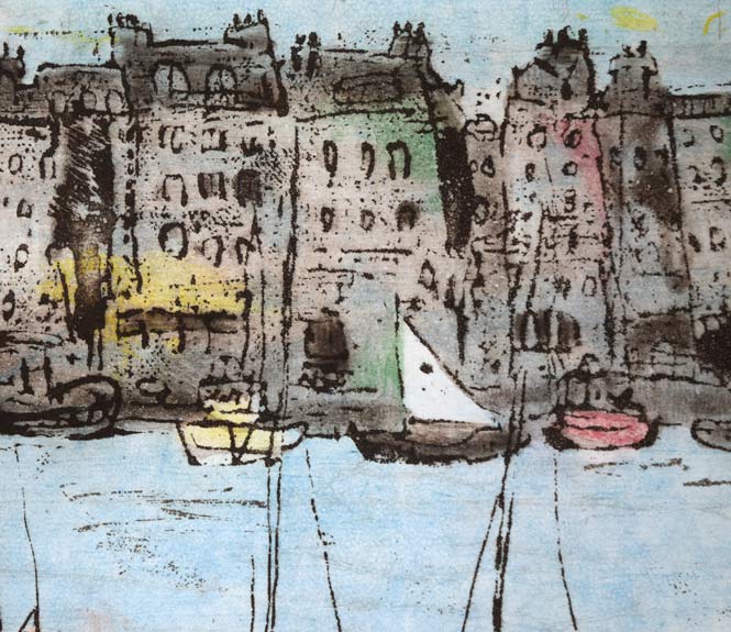 渡会純价「運河風景」銅版画 拡大画像4