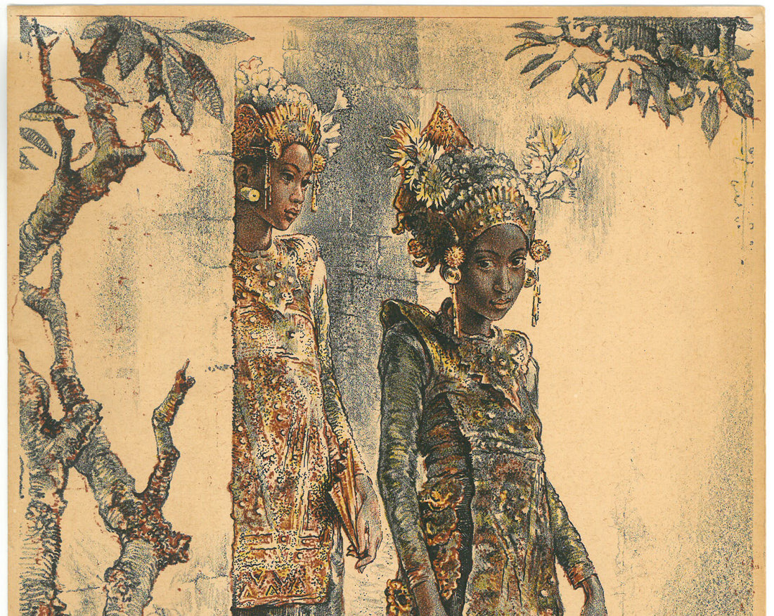 ウィレム ゲラルド ホフカー(Willem Gerard Hofker)「2人のレゴンダンサー(サドリとチャワン)」リトグラフ 拡大画像1