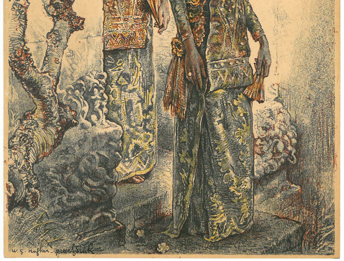 ウィレム ゲラルド ホフカー(Willem Gerard Hofker)「2人のレゴンダンサー(サドリとチャワン)」リトグラフ 拡大画像2