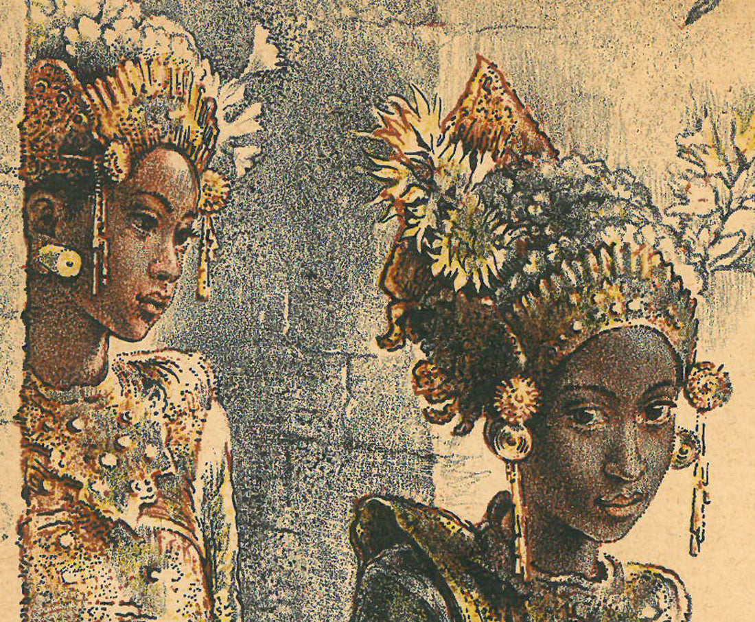 ウィレム ゲラルド ホフカー(Willem Gerard Hofker)「2人のレゴンダンサー(サドリとチャワン)」リトグラフ 拡大画像3