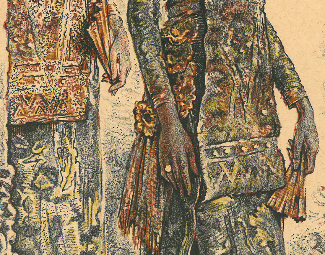 ウィレム ゲラルド ホフカー(Willem Gerard Hofker)「2人のレゴンダンサー(サドリとチャワン)」リトグラフ 拡大画像4