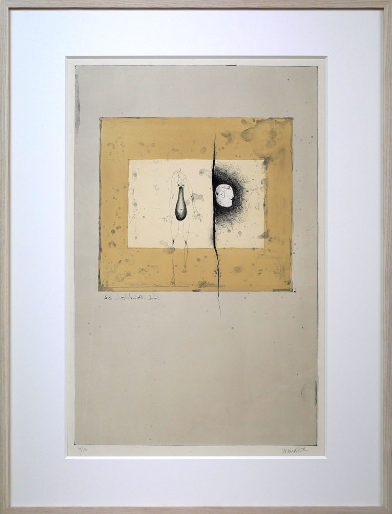 ポール ヴンダーリッヒ(Paul WUNDERLICH)「壁に盗聴器が」リトグラフ