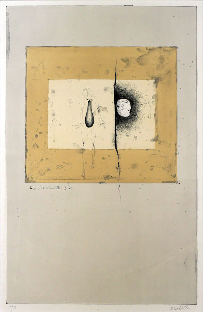 ポール ヴンダーリッヒ(Paul WUNDERLICH)「壁に盗聴器が」リトグラフ 作品全体拡大画像