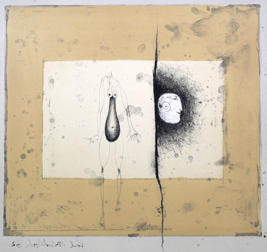 ポール ヴンダーリッヒ(Paul WUNDERLICH)「壁に盗聴器が」リトグラフ 拡大画像1