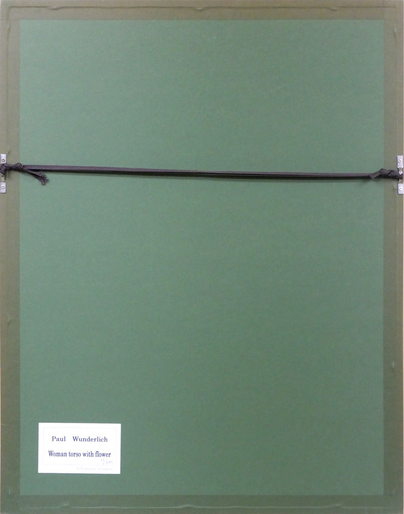 ポール ヴンダーリッヒ(Paul WUNDERLICH)「Woman torso with flower」木版画 額縁裏側画像