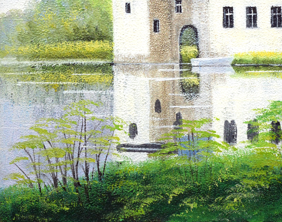 矢部保「湖城の朝」油絵・F6号 拡大画像4