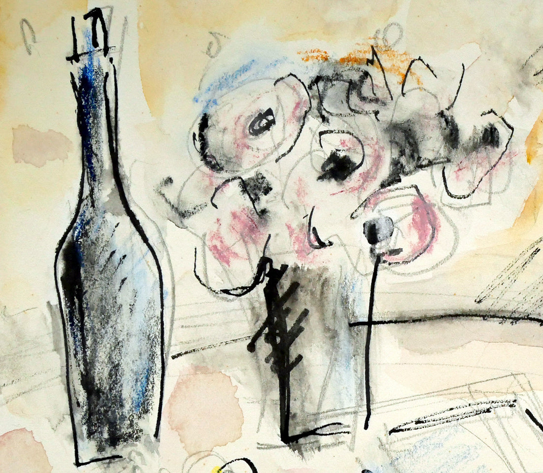 八木伸子「花のある室内」水彩画・4号 拡大画像4