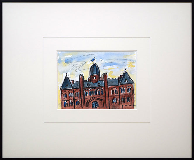 八木伸子「赤レンガの建物(北海道庁)」水彩画
