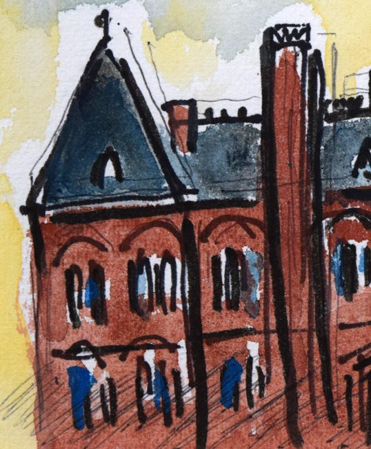 八木伸子「赤レンガの建物(北海道庁)」水彩画 拡大画像2