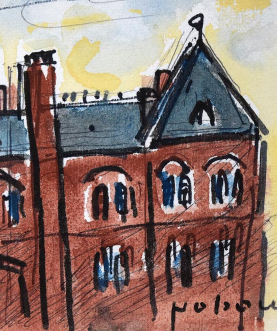 八木伸子「赤レンガの建物(北海道庁)」水彩画 拡大画像4