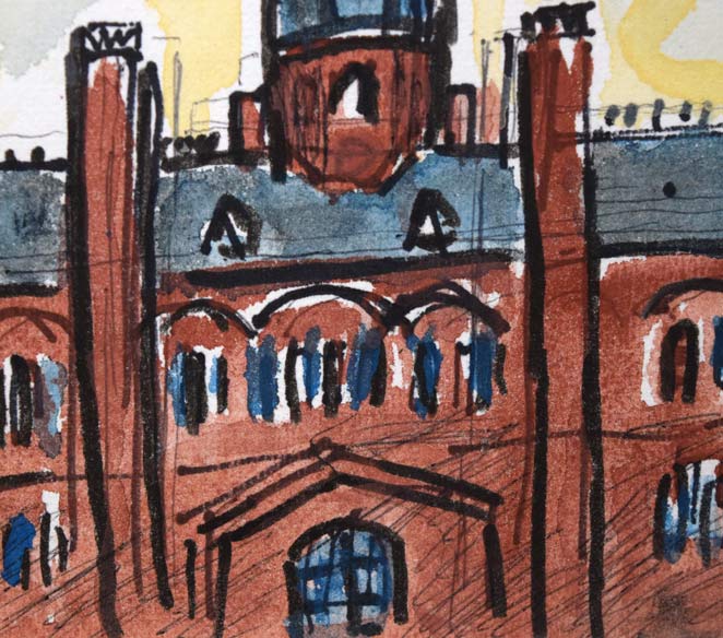 八木伸子「赤レンガの建物(北海道庁)」水彩画 拡大画像3