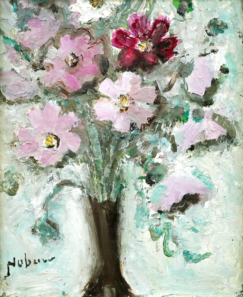 八木伸子「コスモス」油絵・F3号 作品全体画像