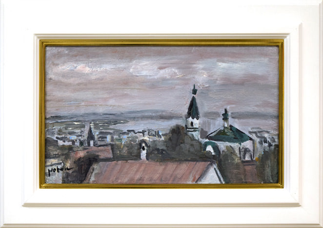 八木伸子「港の教会(函館)」油絵・M8号