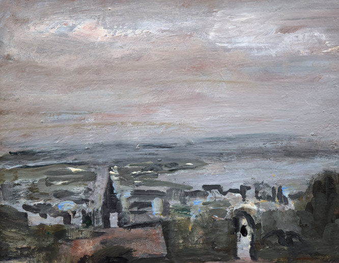 八木伸子「港の教会(函館)」油絵・M8号 拡大画像1