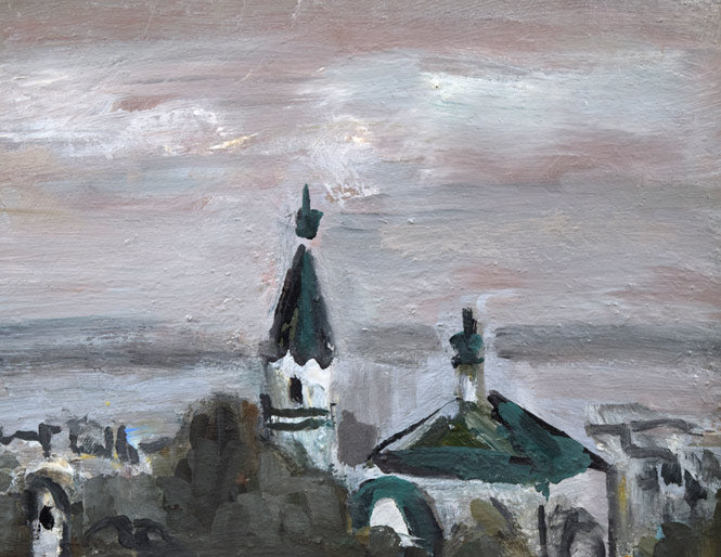 八木伸子「港の教会(函館)」油絵・M8号 拡大画像2