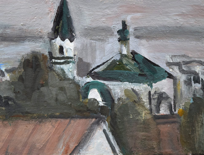 八木伸子「港の教会(函館)」油絵・M8号 拡大画像4