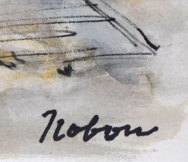 八木伸子「サクレクールの見える道(パリ)」水彩画 サイン拡大画像