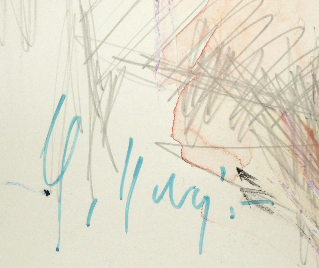 八木保次「人物像」水彩画・5号 サイン拡大画像