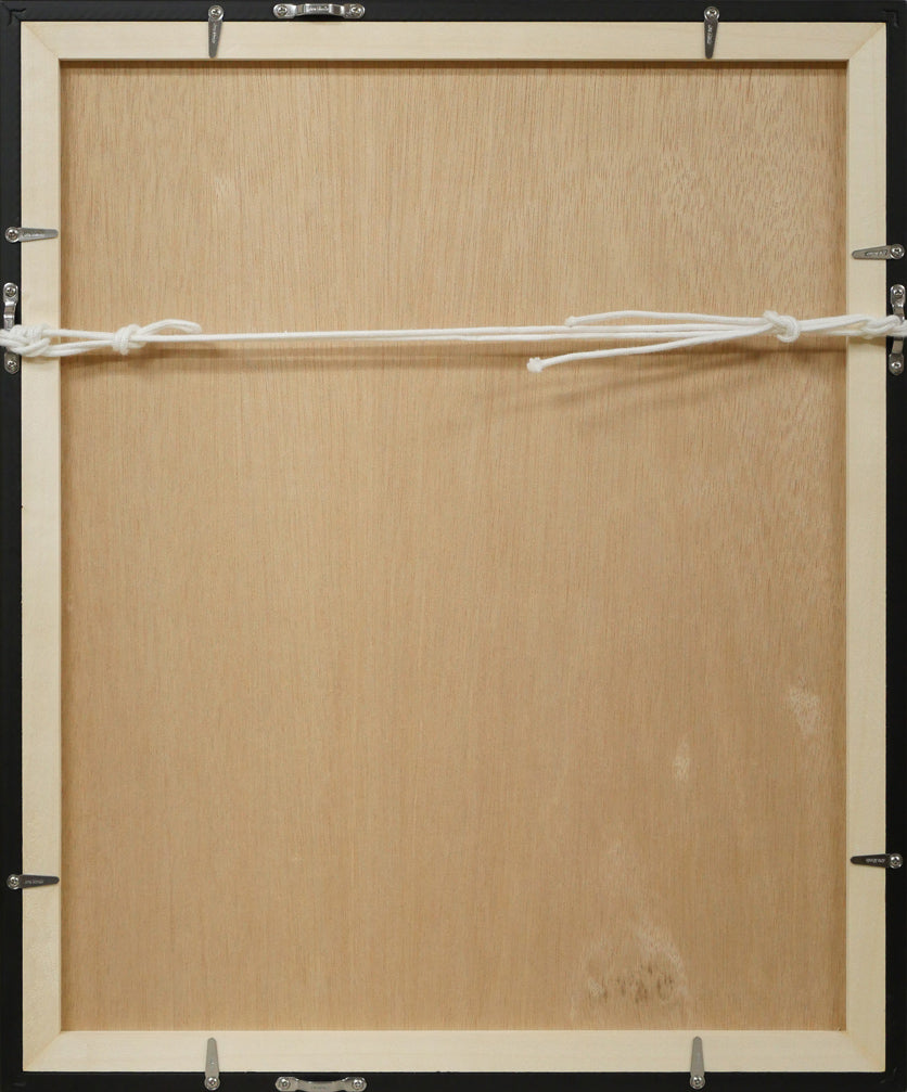 八木保次「人物像」水彩画・5号 額縁裏側画像