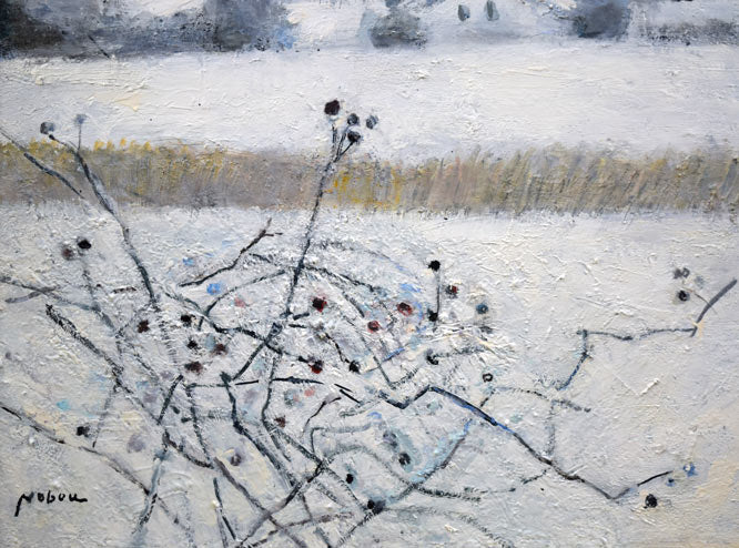 八木伸子「雪の丘」油絵・S20号 拡大画像5