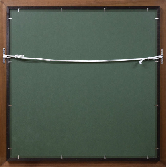 八木伸子「雪の丘」油絵・S20号 額縁裏側画像