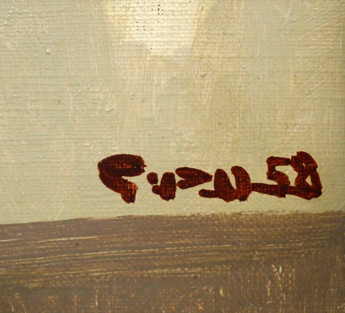 八鍬四郎「金魚」油絵・F4号 サイン、年記(1958年作)拡大画像