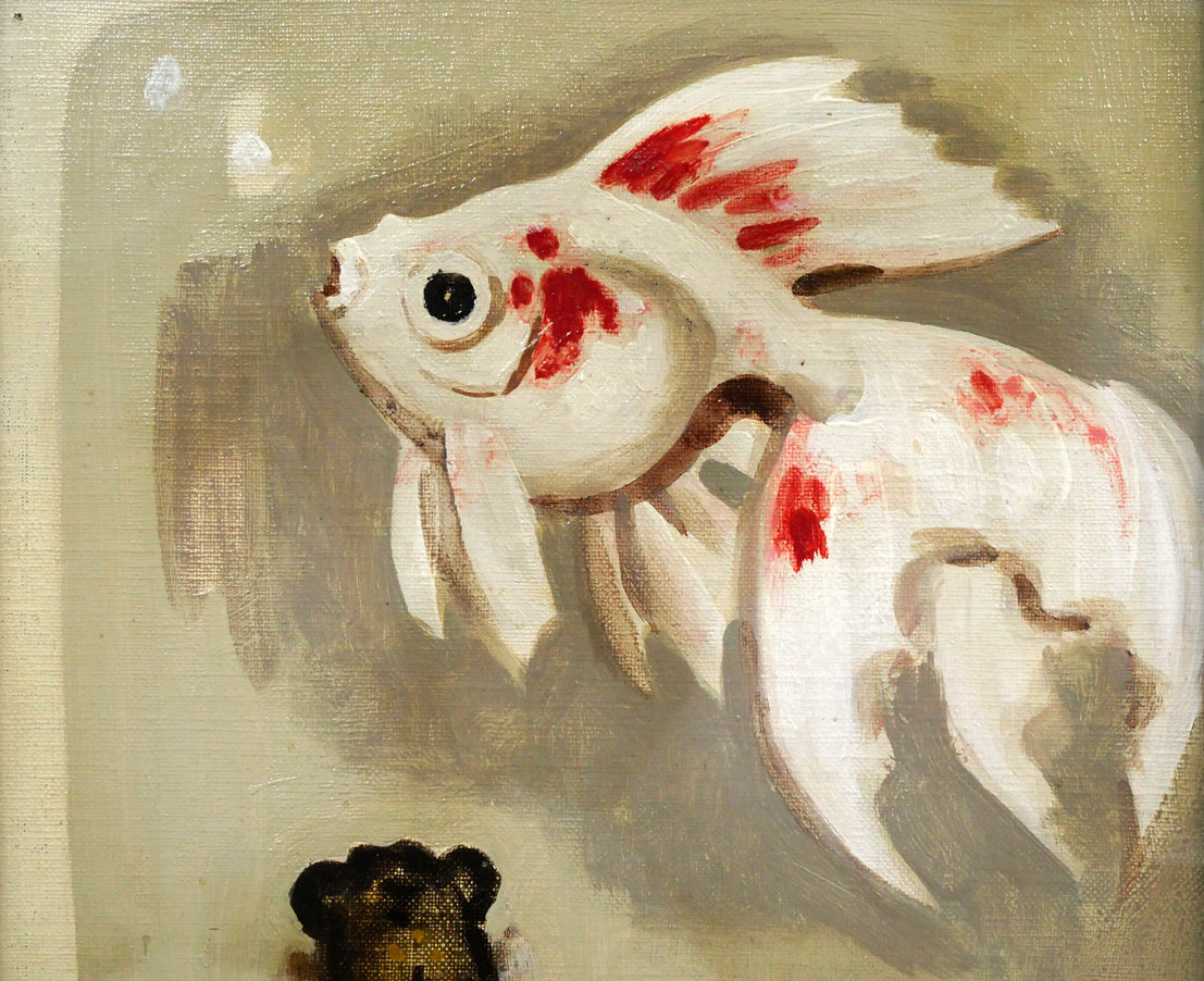 八鍬四郎「金魚」油絵・F4号 拡大画像1