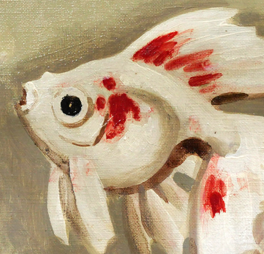 八鍬四郎「金魚」油絵・F4号 拡大画像2