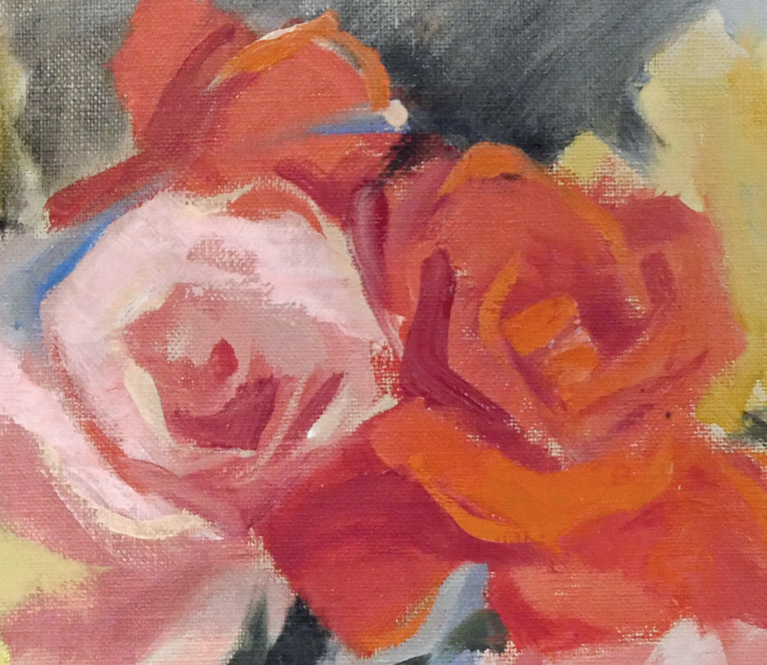 山岸正巳「バラ(パリにて)」油絵・F6号 拡大画像2