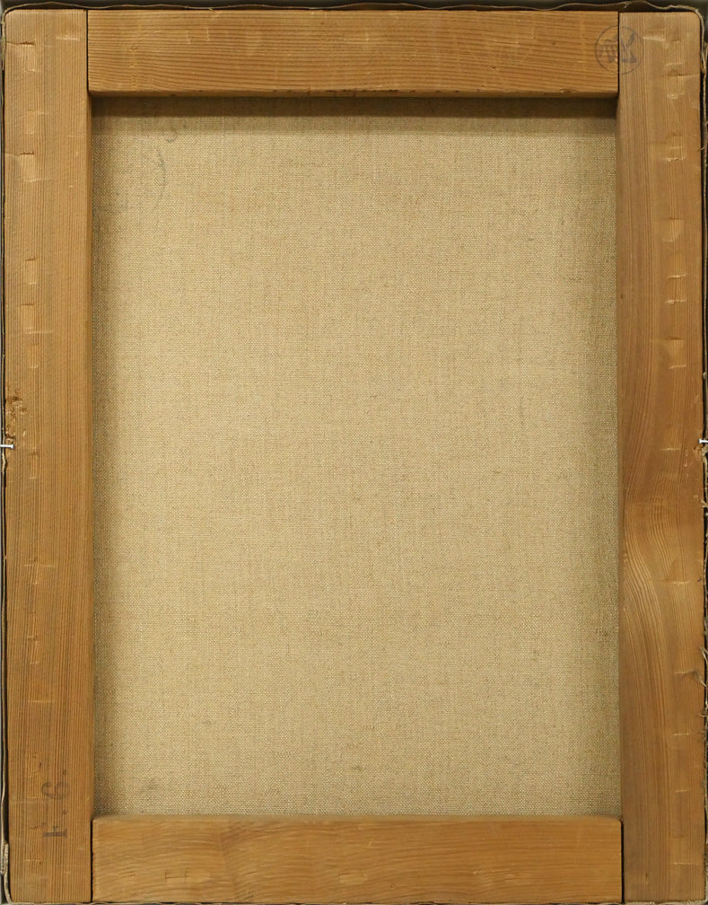 山岸正巳「バラ(パリにて)」油絵・F6号 キャンバス裏側画像