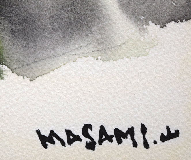 山岸正巳「薔薇」水彩画・3号 サイン拡大画像