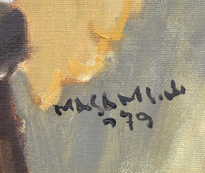 山岸正巳「バレリーナ少憩」油絵・F10号 サイン・年記(1979年作)拡大画像