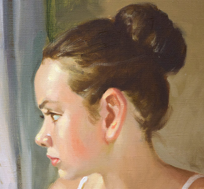 山岸正巳「バレリーナ少憩」油絵・F10号 拡大画像2