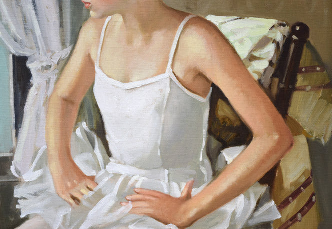 山岸正巳「バレリーナ少憩」油絵・F10号 拡大画像3