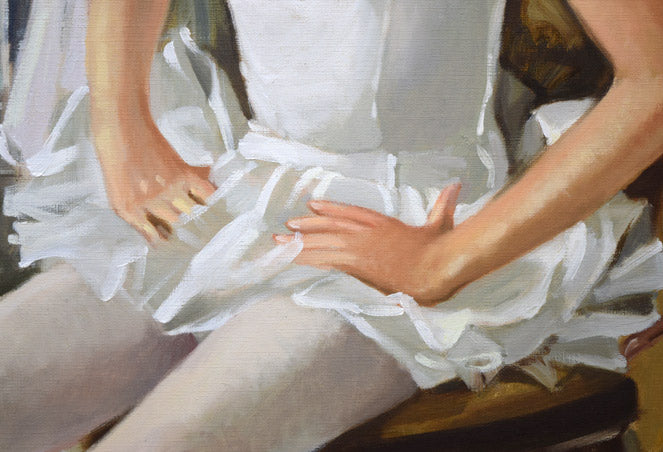 山岸正巳「バレリーナ少憩」油絵・F10号 拡大画像4