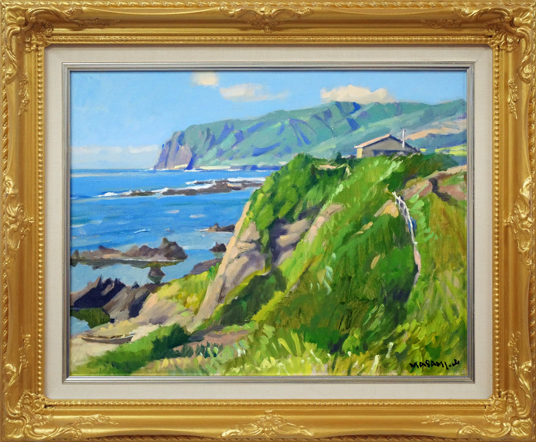 山岸正巳「古宇海岸夏」油絵・F6号