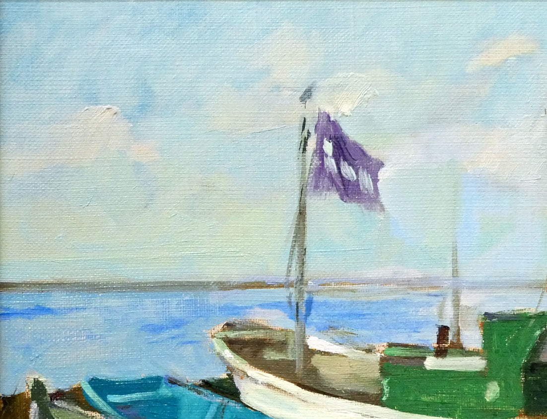 山岸正巳「岩内漁港」油絵・F4号 拡大画像1