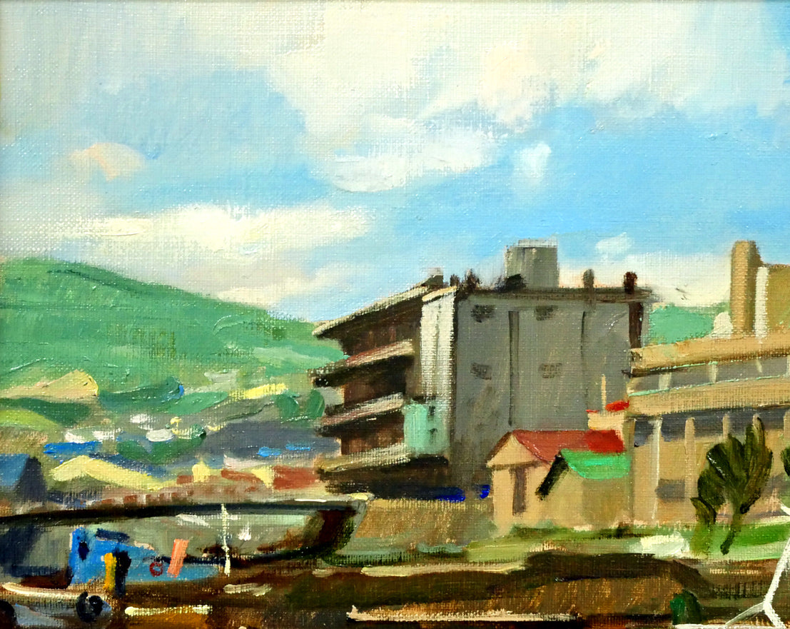 山岸正巳「小樽運河」油絵・F6号 拡大画像1