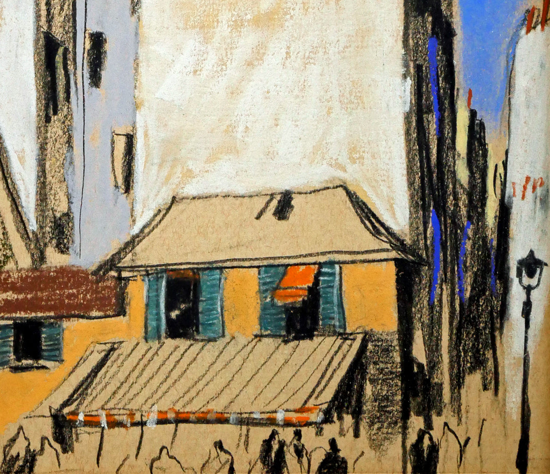 山岸正巳「サン・ミシエル広場の家(於巴里)」パステル画・色紙 拡大画像4