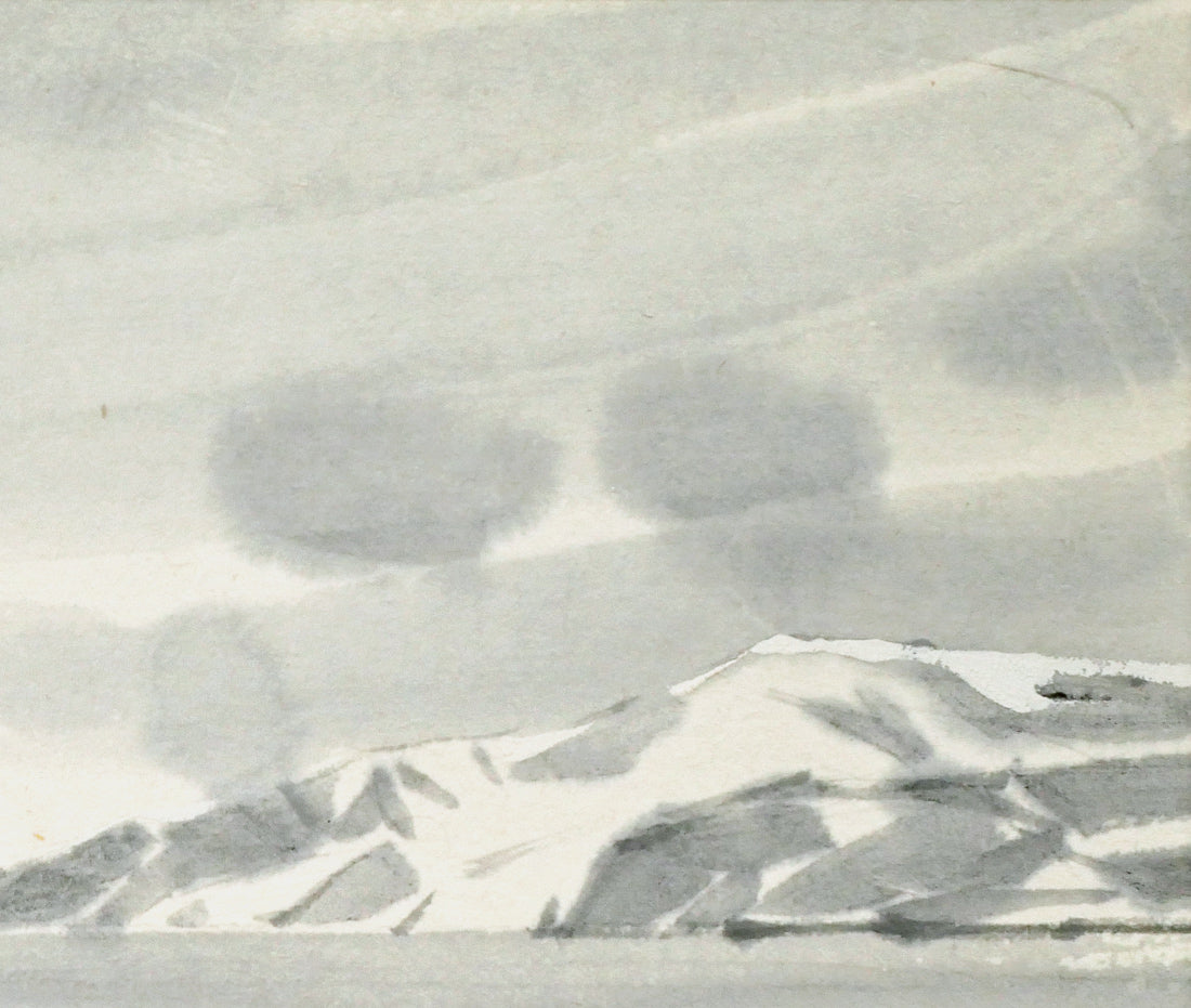 山岸正巳「老古美(おいこみ)より積丹半島遠望」水墨画 拡大画像2