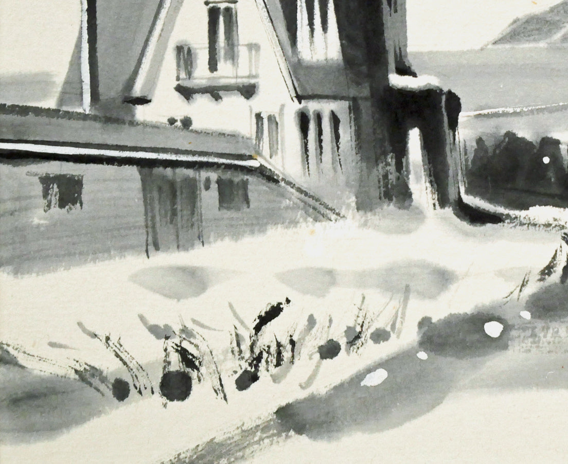 山岸正巳「老古美(おいこみ)より積丹半島遠望」水墨画 拡大画像3