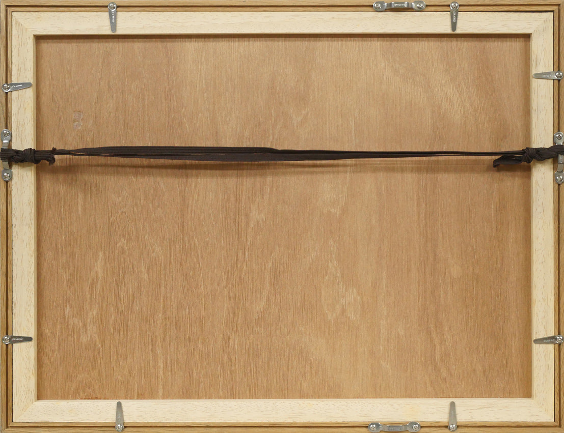 山岸正巳「老古美(おいこみ)より積丹半島遠望」水墨画 額縁裏側画像