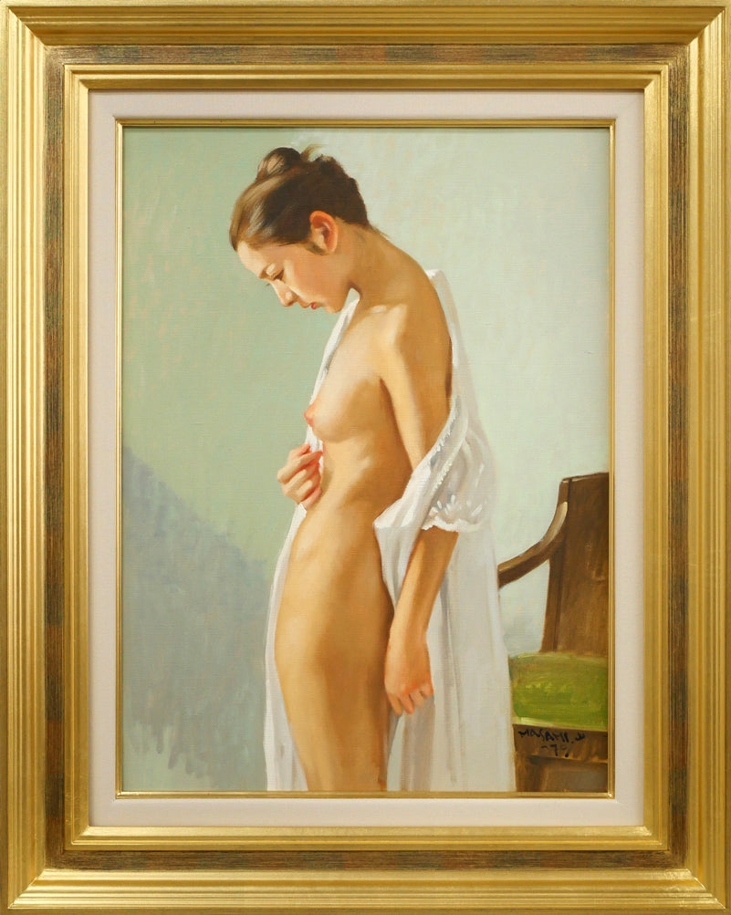 山岸正巳「浴後裸婦」油絵・P8号
