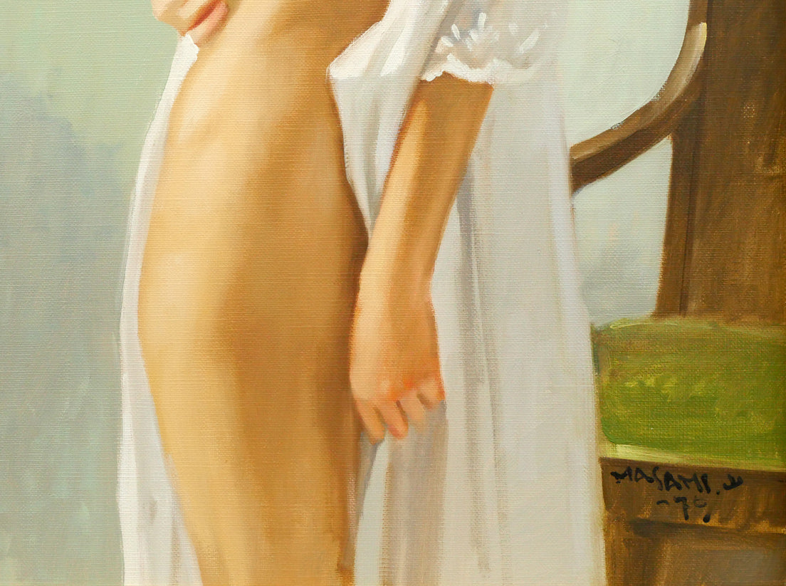 山岸正巳「浴後裸婦」油絵・P8号 拡大画像5