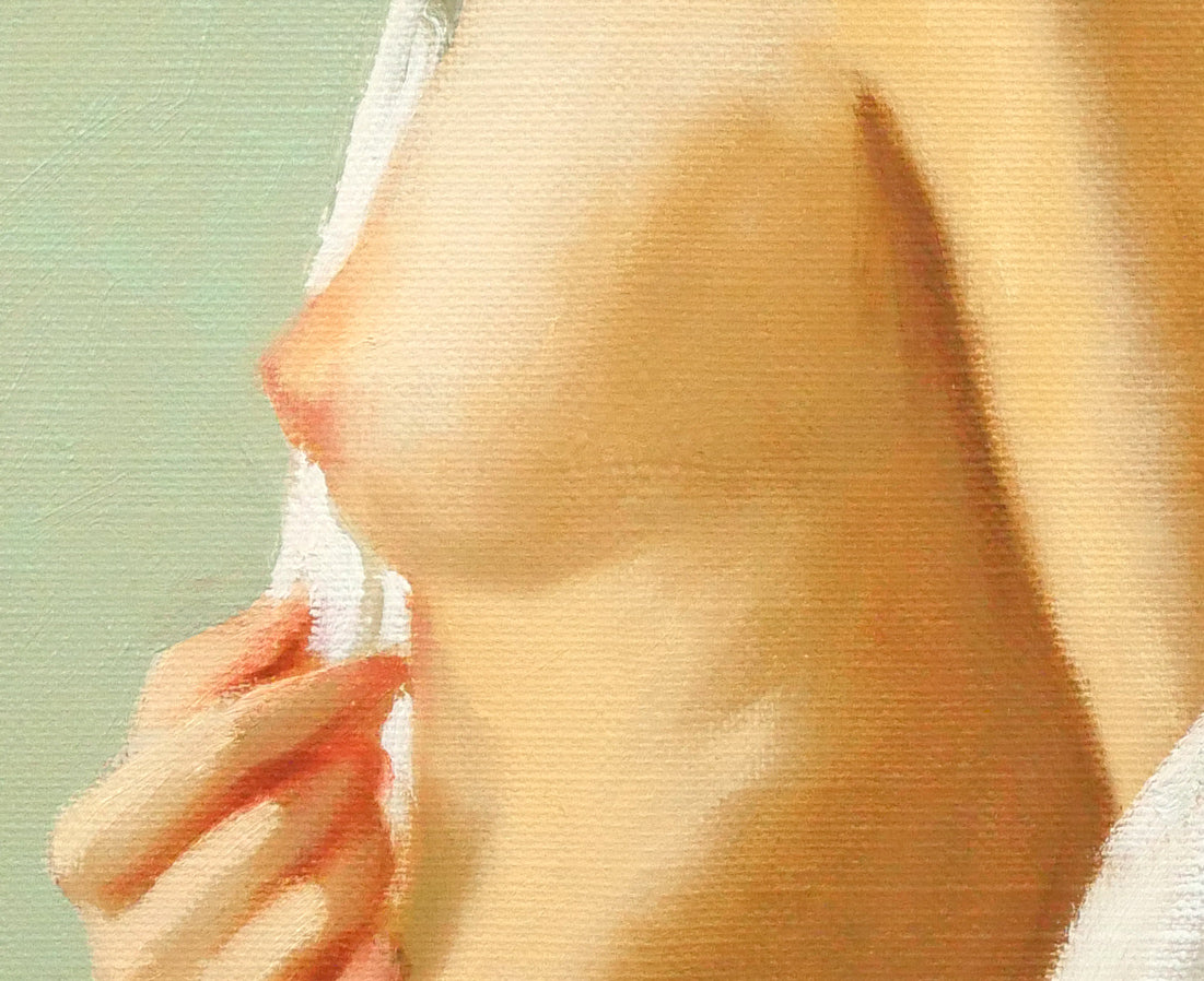 山岸正巳「浴後裸婦」油絵・P8号 拡大画像4