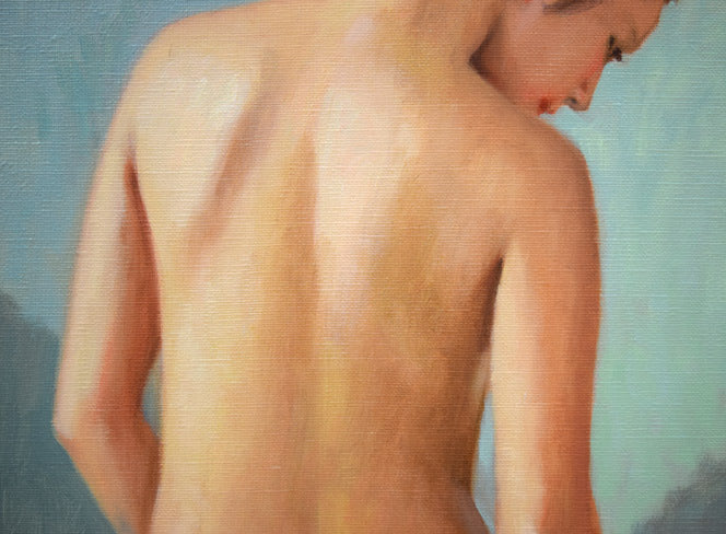 山岸正巳「浴後裸婦」油絵・F4号 拡大画像2